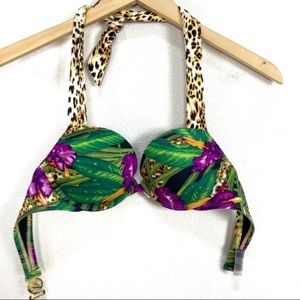 Victorias Secret Bombshell Floral Leopard Push-Up Bikini‎ Top Women’s Sz 32A
